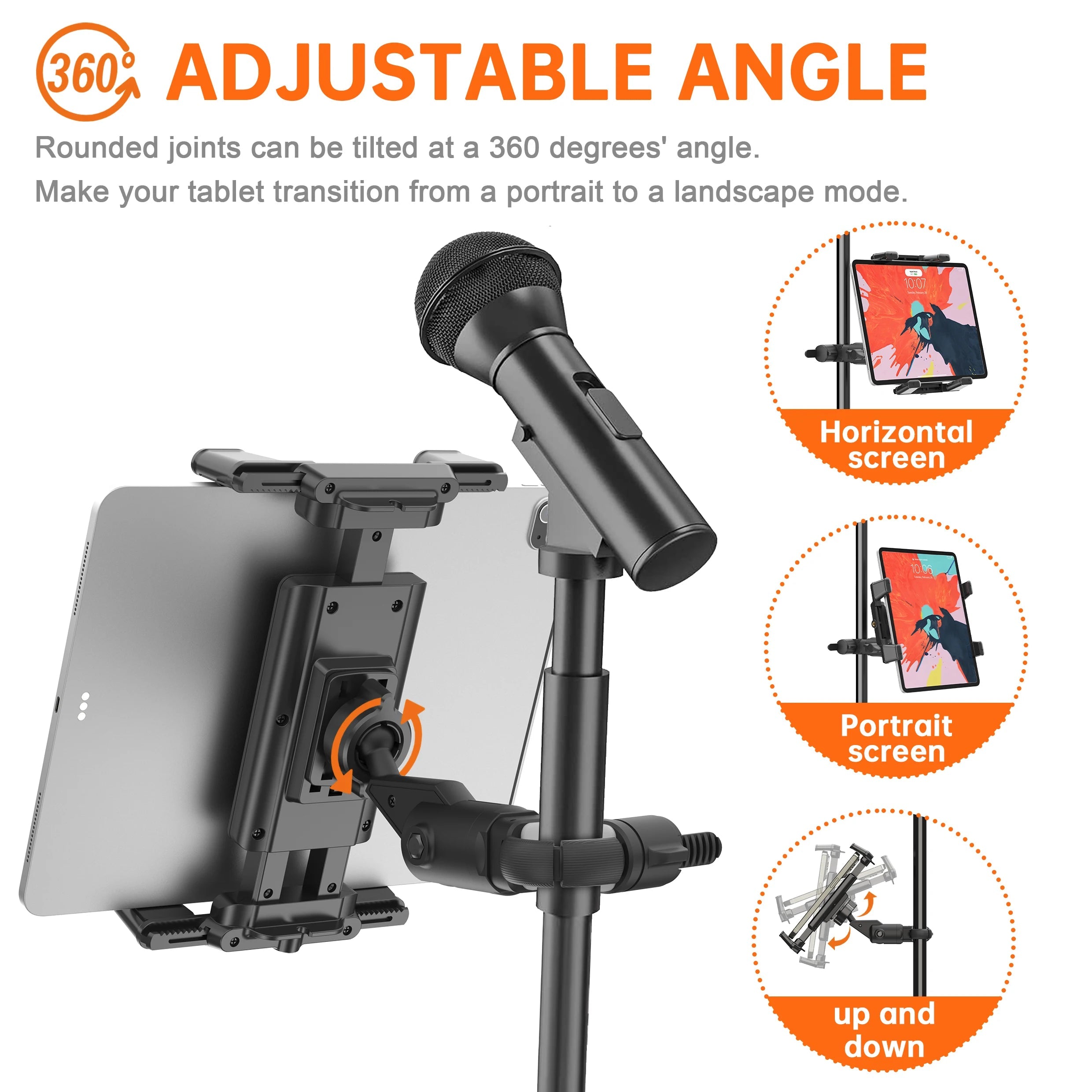 Microphone Music Stand Tablet Holder for iPad and Smartphone for Shee Music Fits Devices from Screen Size 4.7 to 12.9 Inches CM World