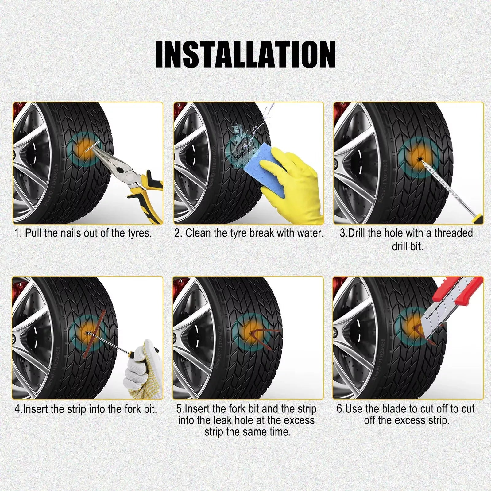 New Car Tire Repair Tool Kit Studding Tool Auto Bike Puncture Plug Garage Needle Nose Pliers Vacuum Film Nail EVA Storage Case CM World