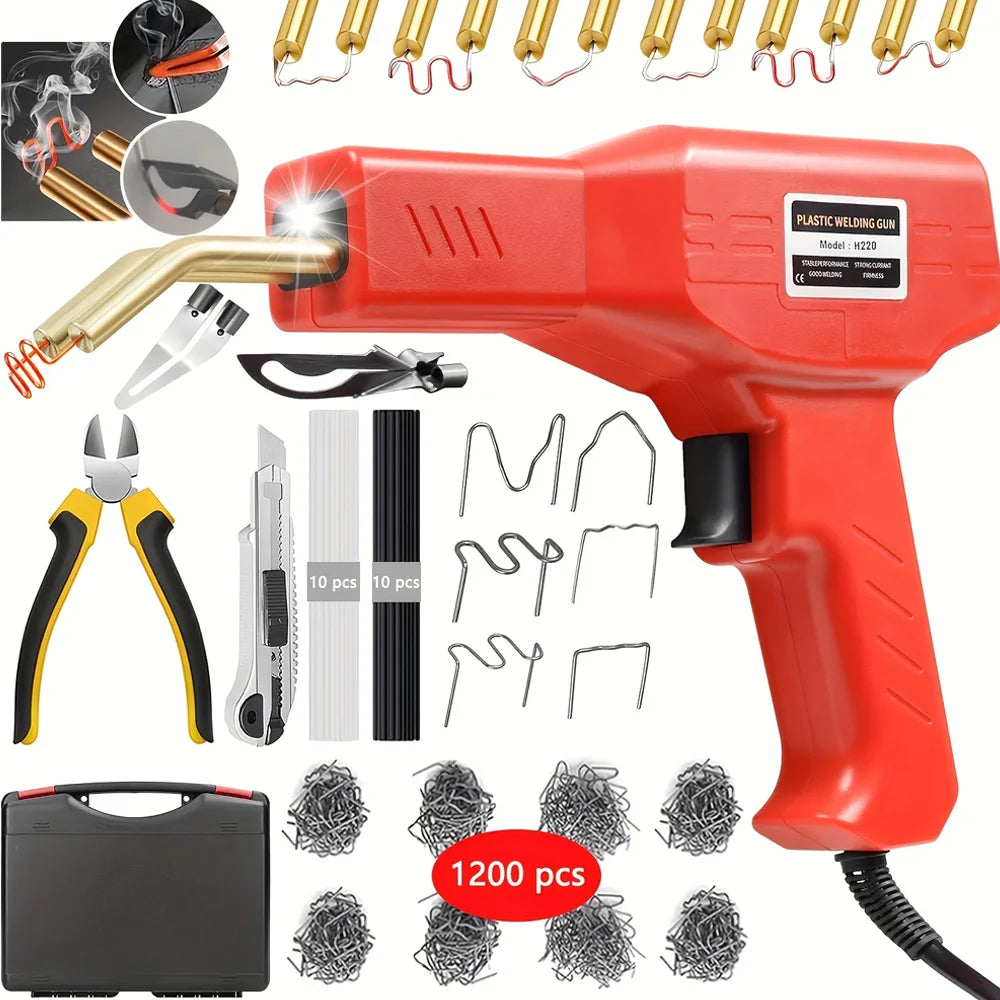 220W Upgraded Plastic Welder 3 in 1, Plastic Repair Welder Kit Hot Stapler Kit For Car Bumper Repair Kit for Most Plastics CM World