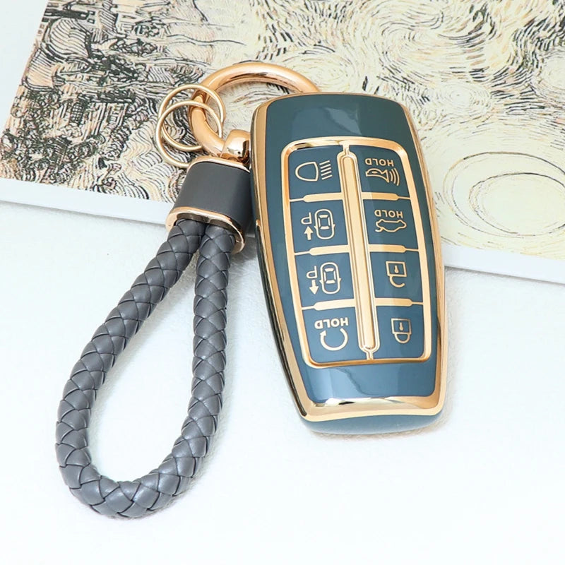 Auto For Hyundai Genesis GV70 GV80 GV90 2020 2021 2022 8 Button TPU Car Key Case Cover Holder Key Shell Keychain Accessories