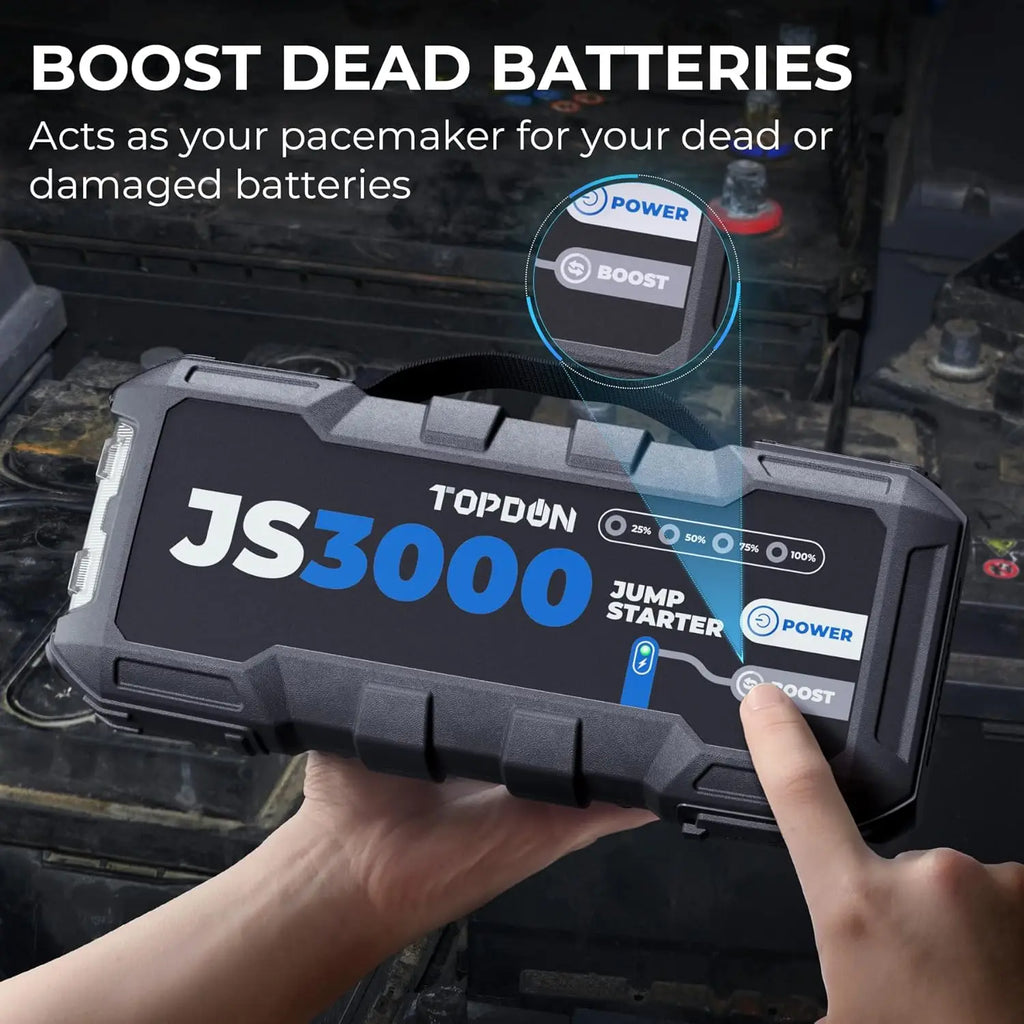 Topdon JS3000 3000A Jump Starter Power Bank 12V Car Starting Device 24000Mah Battery Jump Start for Booster For 9L Gas&7L Diesel