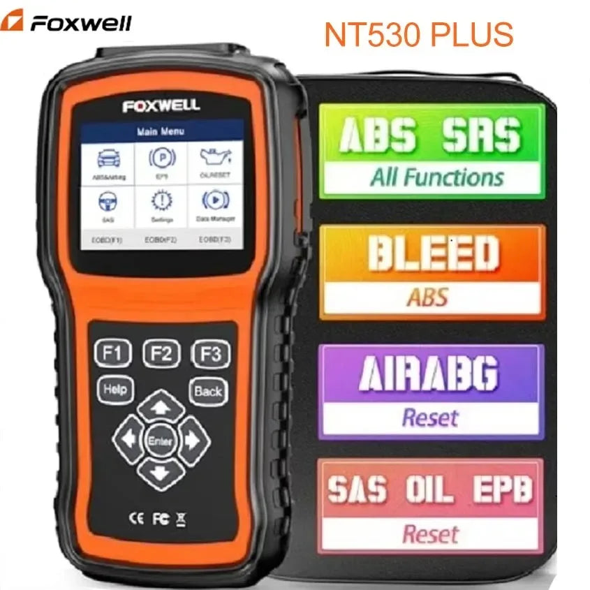 FOXWELL NT530 Plus OBD2 Scanner Oil, ABS, EPB Code Reader Automotive OBD2 SRS Airbag Diagnostic and ABS Brake Bleed Scan Tool Car Mobile World