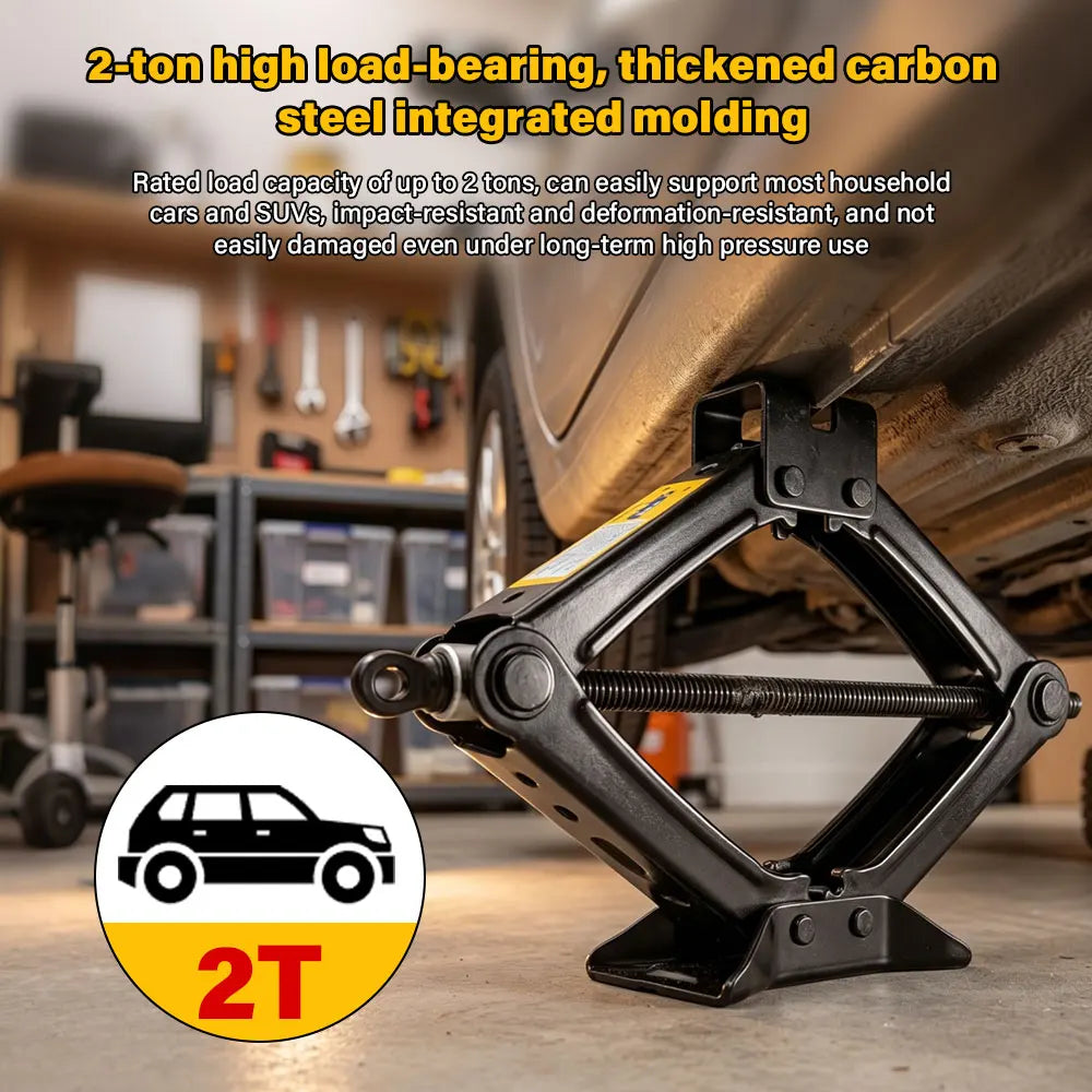 2T Car Scissor Jack with Wrench Auto Emergency Crank Lift Stand Labor-Saving Repair and Tire Replacement Tool for SUV Vehicle