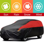 Universal Fit SUV Car Cover - Black & Red - UV Protection, Breathable, Dustproof ,Ideal Gift for Car Enthusiasts CM World