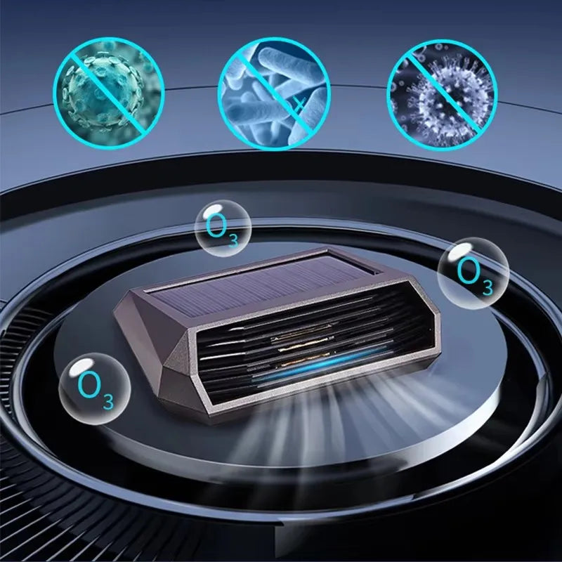 Solar Powered Car Mounted Air Purifier For Car Use Odor Removal Parking License Plate Ozone Generator For Disinfection Car Mobile World