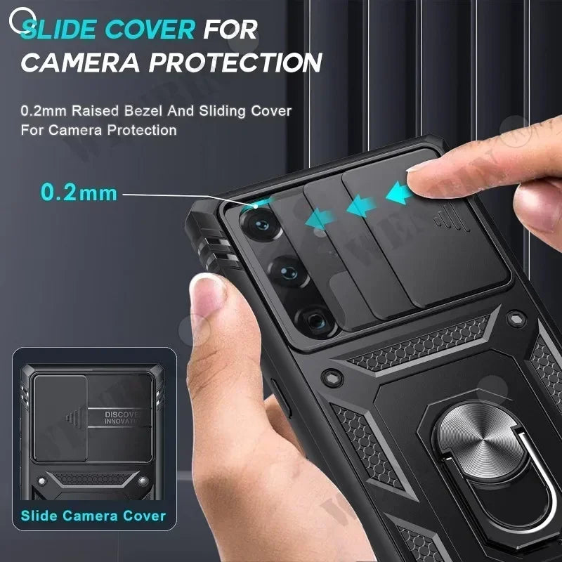 Case For Samsung S26 Ultra S25 S24 S23 Plus S25 FE A57 A56 A37 A36 A17 A16 5G Heavy Duty with Camera 360 Degree Kickstand Cover