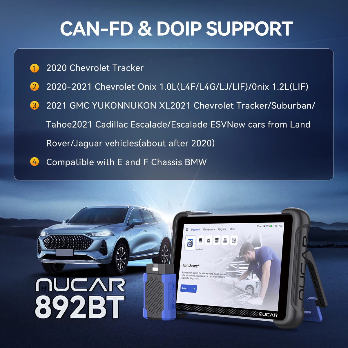 Global Version MUCAR 892BT Auto OBD2 Scanner Lifetime Free ECU Coding Bidirectional Key IMMO 35 RESET AI Car Diagnostic Tool Car Mobile World