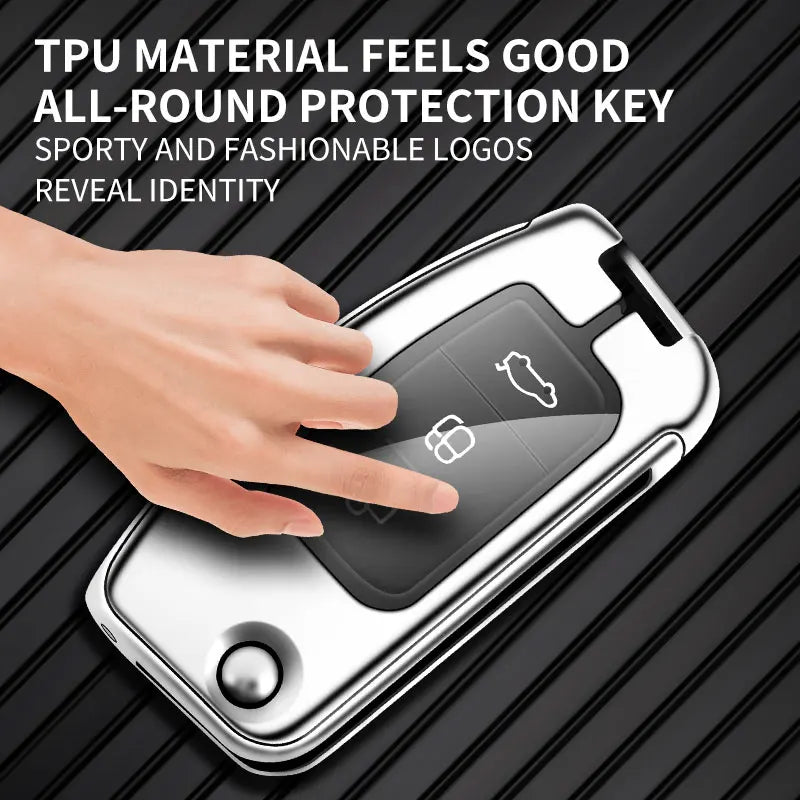 New Auto TPU Zinc Alloy Key Case Bag For Ford Fiesta Logo Car Key Chain Car Metal Key Shell Car Interior Decoration Accessories CM World