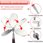 5PCS Telescopic Magnetic Pickup Tool, Portable Extendable Magnet Wand With Inspection Mirror, 360° Rotation, For Car Maintenance CM World
