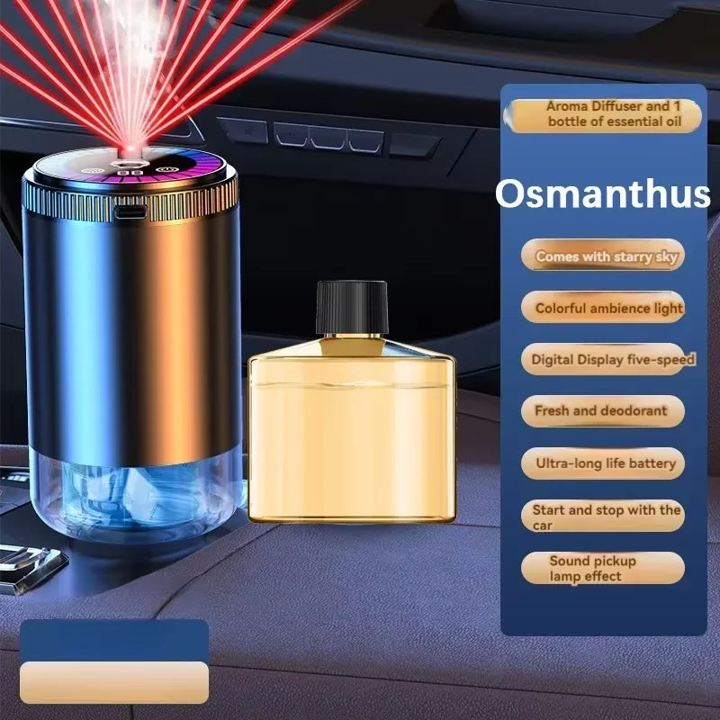 Smart Car Air Freshener Rechargeable Aroma Diffuser 5 Levels of Adjustable Intelligent  Diffuser Pickup Light Starry Sky Summit CM World