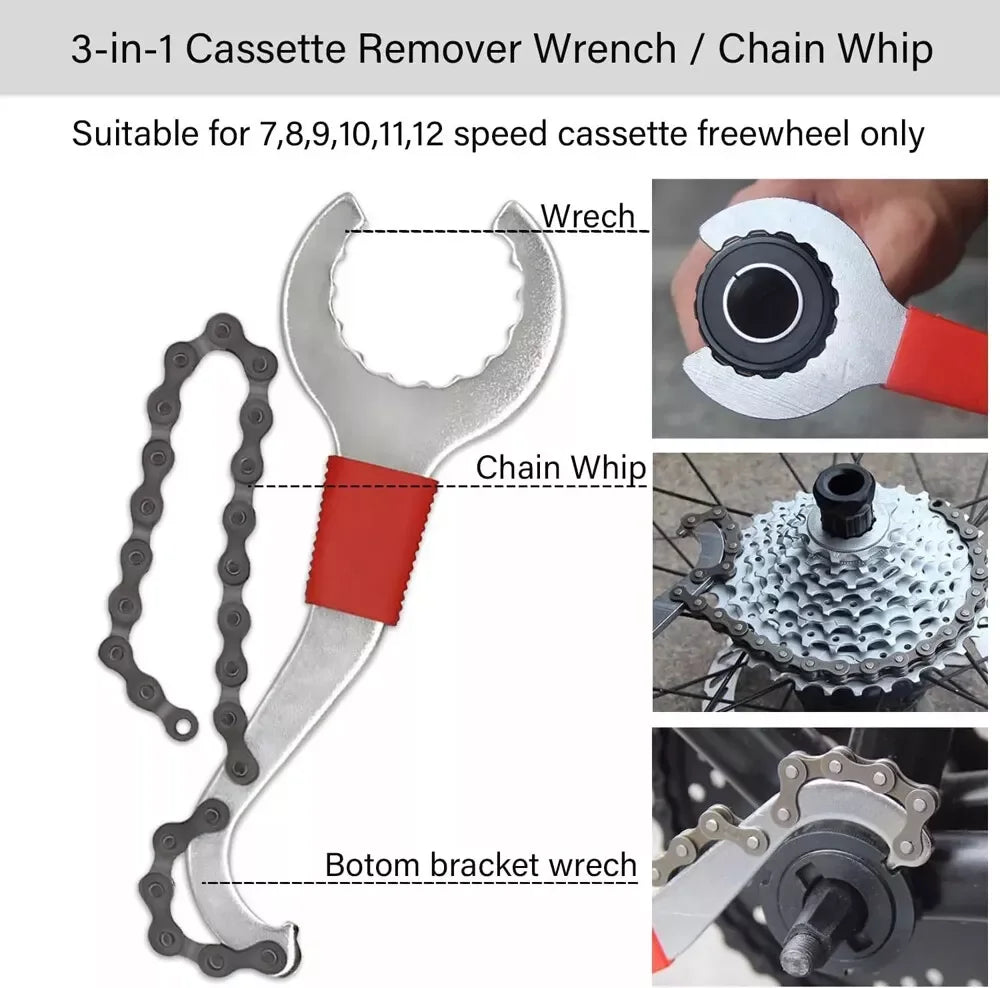 9PCS Bike Repair Tool Kit Crank Chain Cutter Extractor Freewheel Puller Crank Puller Spoke Wrench Complete Bike Maintenance Kits CM World