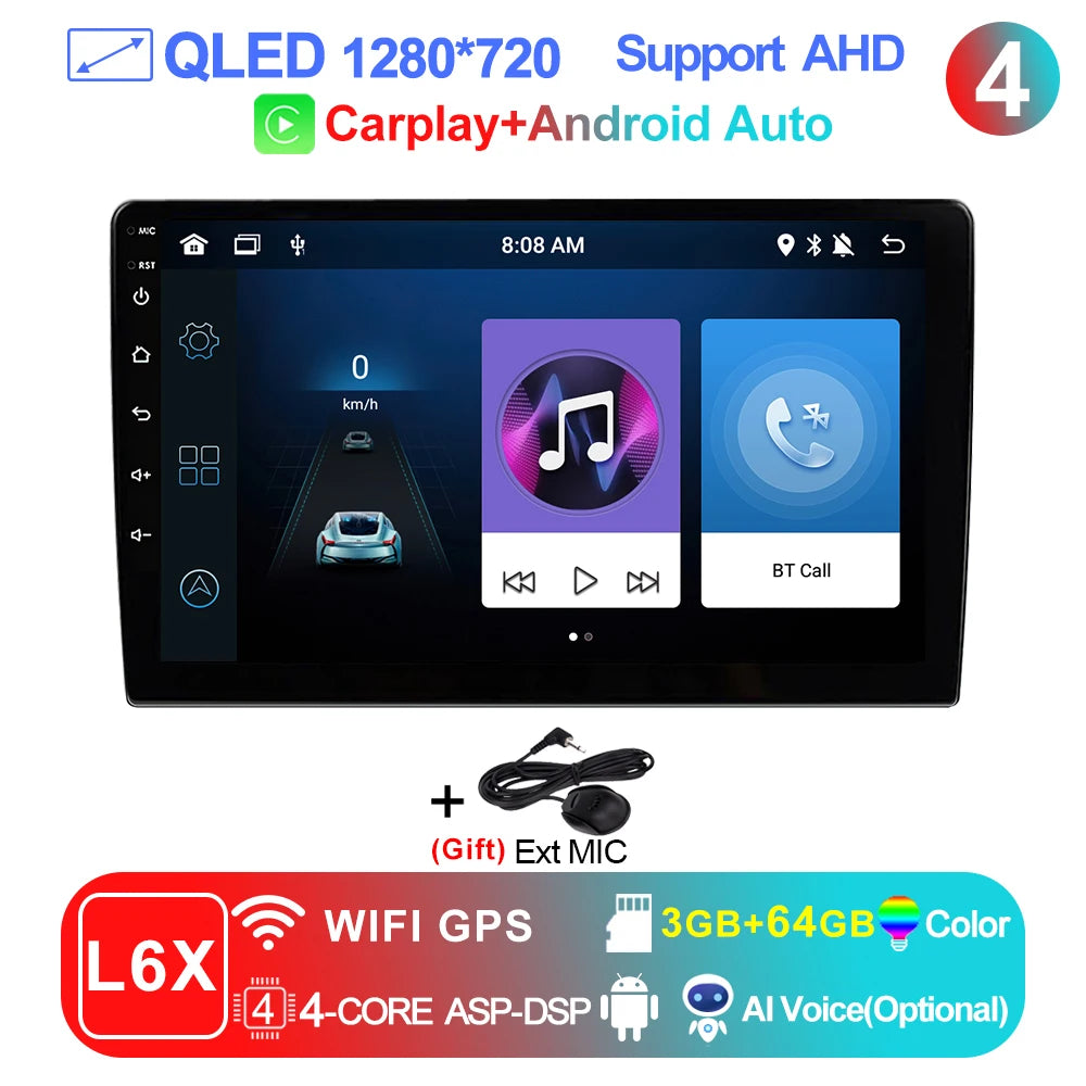 LEHX 9 inch Wireless Carplay 2din Android 15 Car Radio Multimedia Video Player Universal GPS Navigation 4G WiFi  AutoRadio CM World