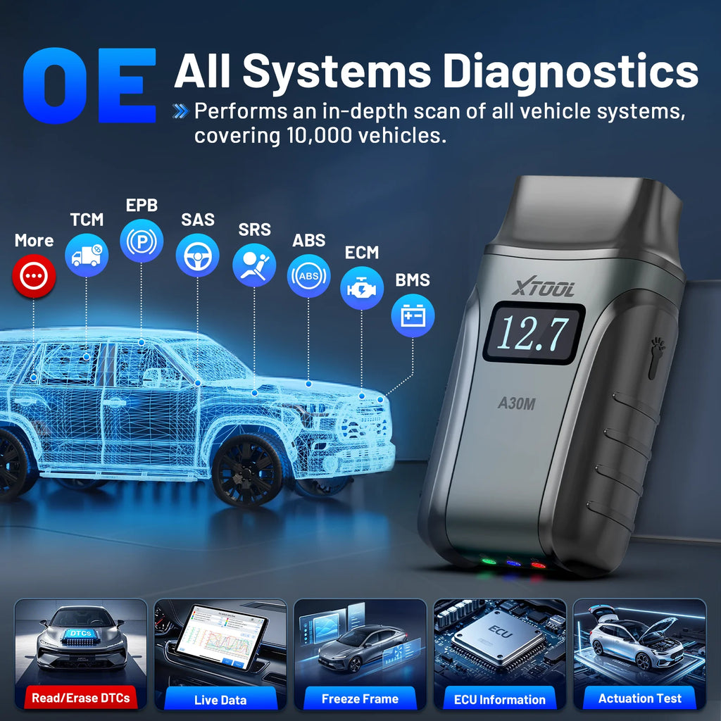 XTOOL Anyscan A30M OBD2 Scanner Bluetooth Diagnostic Tools Automotive Scanner Lifetime Free Update Bidirectional Built-in CAN FD