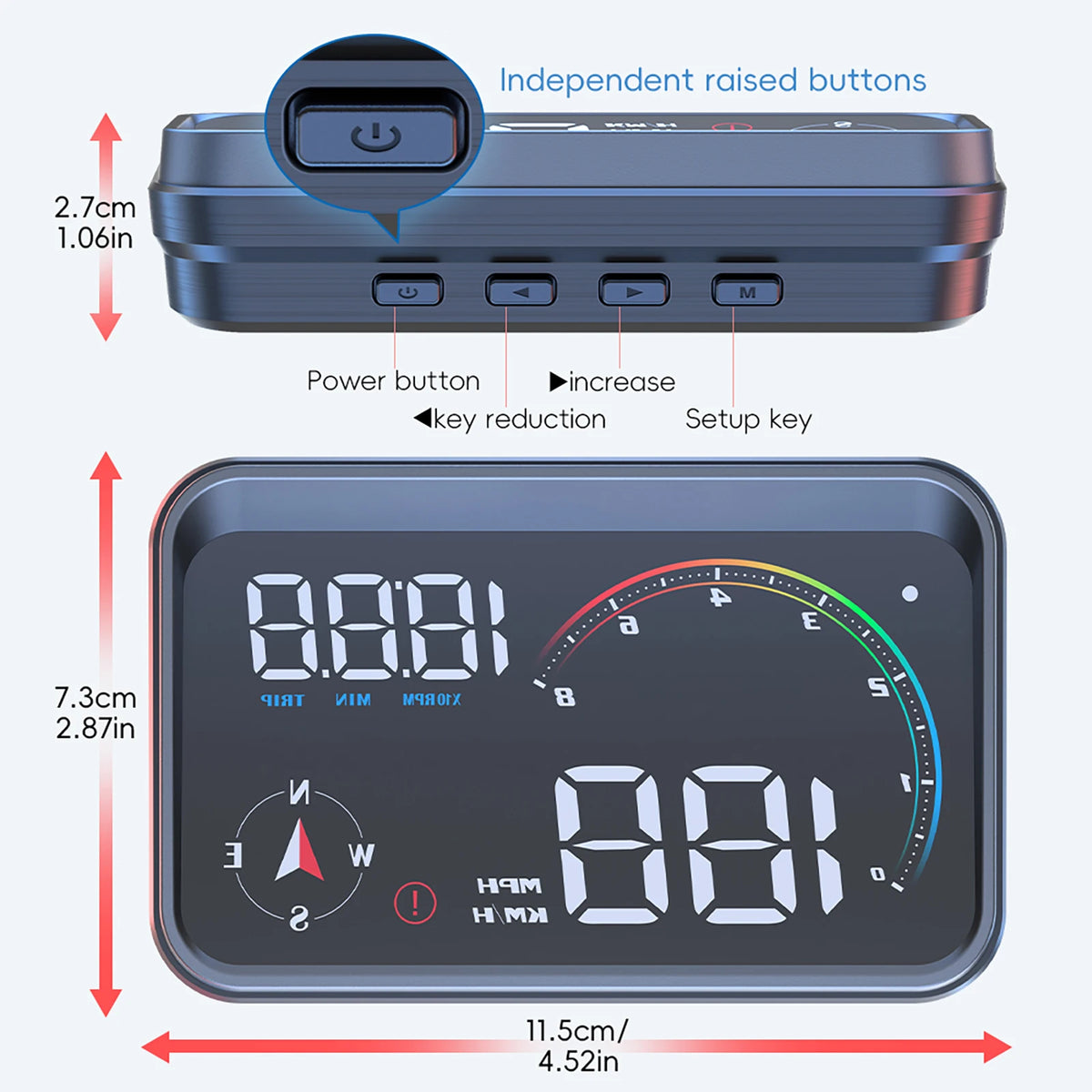 M24 GPS+OBD Car Head Up Display on Board Computer Compass Speed Voltmeter RPM Fuel Level Water Temp Car Accessories With Alarm