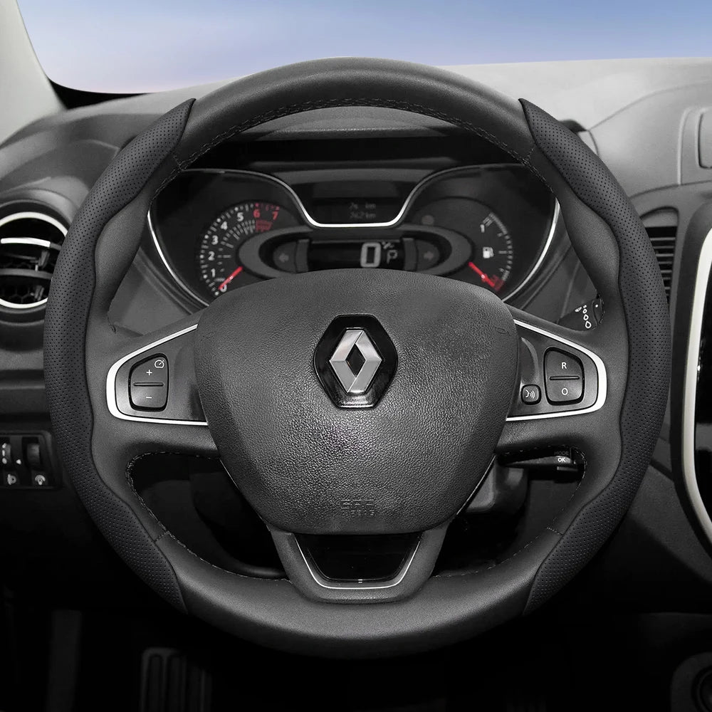 Suitable for Renault Breathable Hole Leather Steering Wheel Cover Segmented Quick Release Design Non-Slip and Durable Megane 3 2 4 Clio4 5 Captur Trafic Scenic Austral Kangoo Arkana Kadjar Master Fluence Zoe Twingo Qm6 CM World