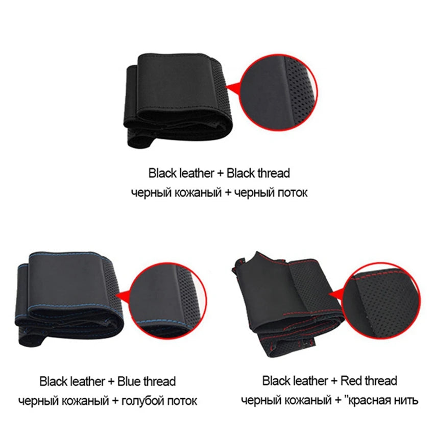 Black Soft Artificial Leather DIY Car Steering Wheel Cover Ford Focus 3 2012-2014 C-MAX 2011-2014 KUGA Escape 2013-2016