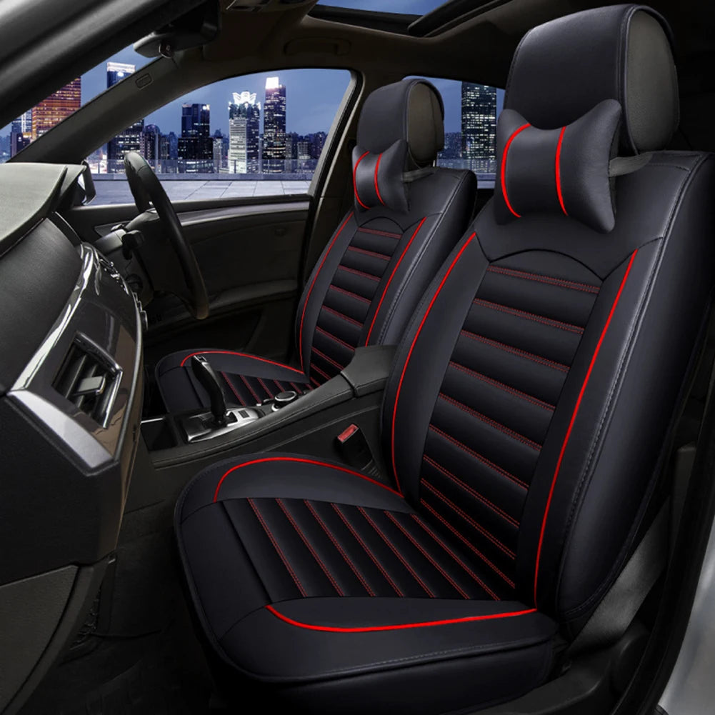 Full Set Leather Automobile Seat Protection Cover Universal Car Seat Covers Soft Automotive Covers Cushion for Car Truck SUV Van CM World