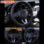 PU fiber leather embossed car has an inner ring steering wheel cover suitable for 14.5 - 15 inch round car decorations. CM World