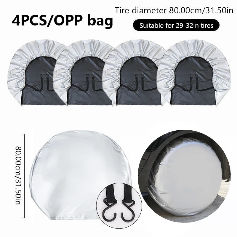 SEAMETAL Full Wrapped Car Wheel Tire Cover 29-32in Tyre Protection Cover Spare Tire Storage Bag Universal for RV/Sedan/Truck/Suv CM World