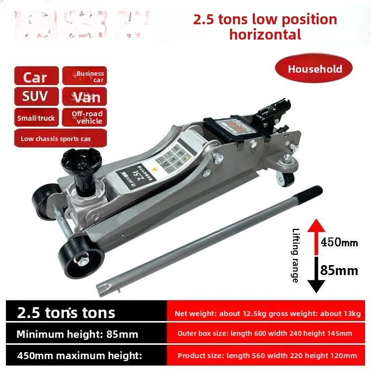 Horizontal Jack New 3t Horizontal 2.5 Car Tire Replacement Small Cargo Auto Repair Off-road Heavy Duty Double Pump Oil Pressure