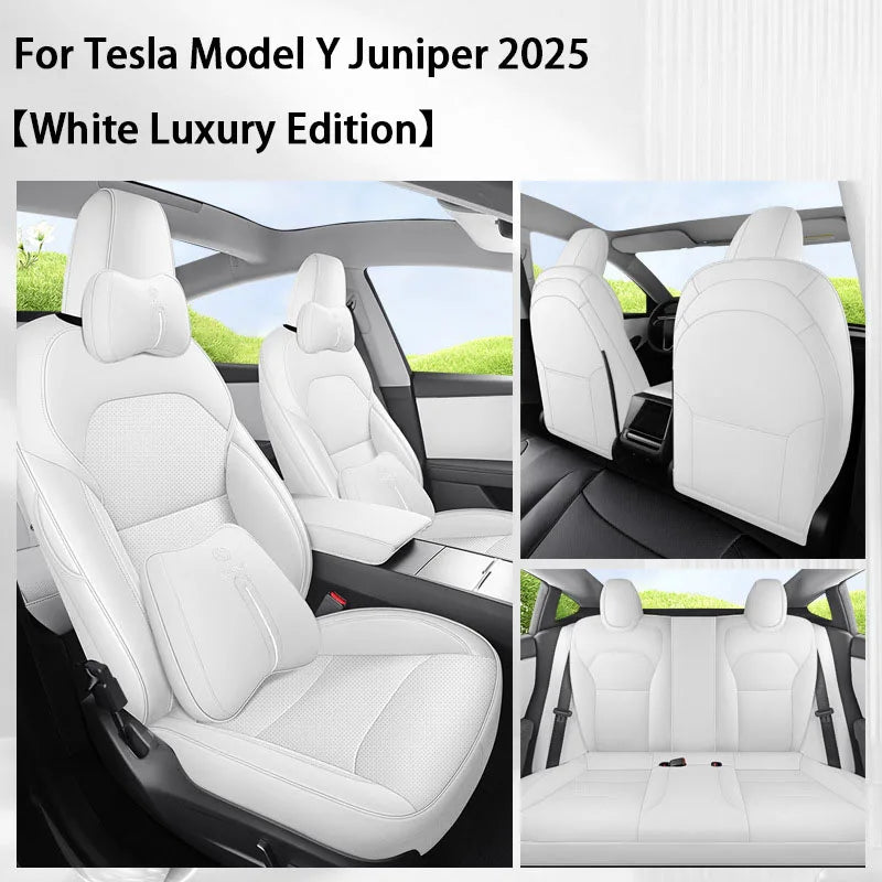 TCYZ For Tesla New Model Y Juniper 2025 Full Set Seat Covers Leather Breathable Car Seat Cover Cushion Protector Replacement CM World