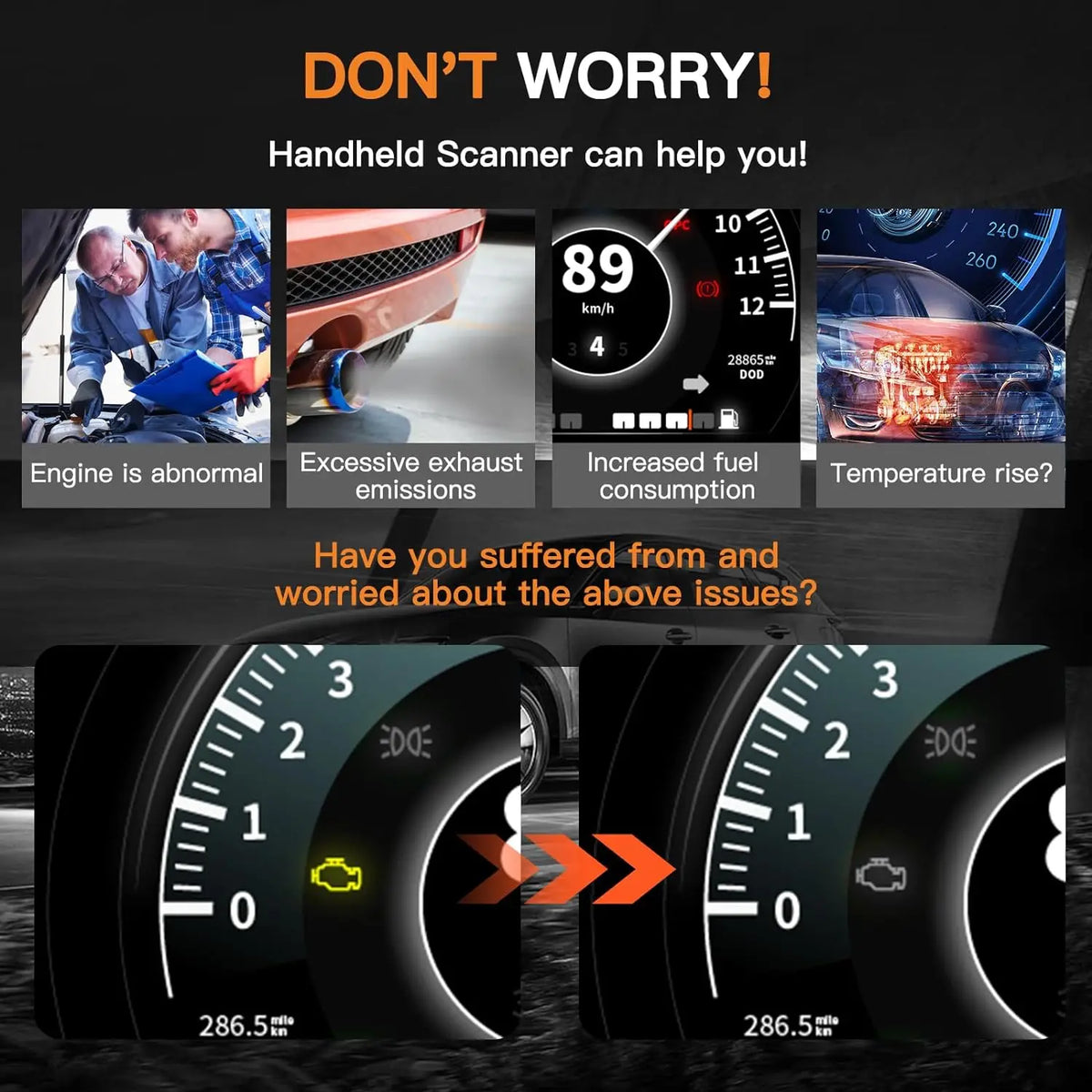 D50 OBD2 Scanner Car and Truck Code Reader Heavy Duty HD Diesel Diagnostic Scan Tool 2 in 1 Auto Clear Check Engine Fault Light