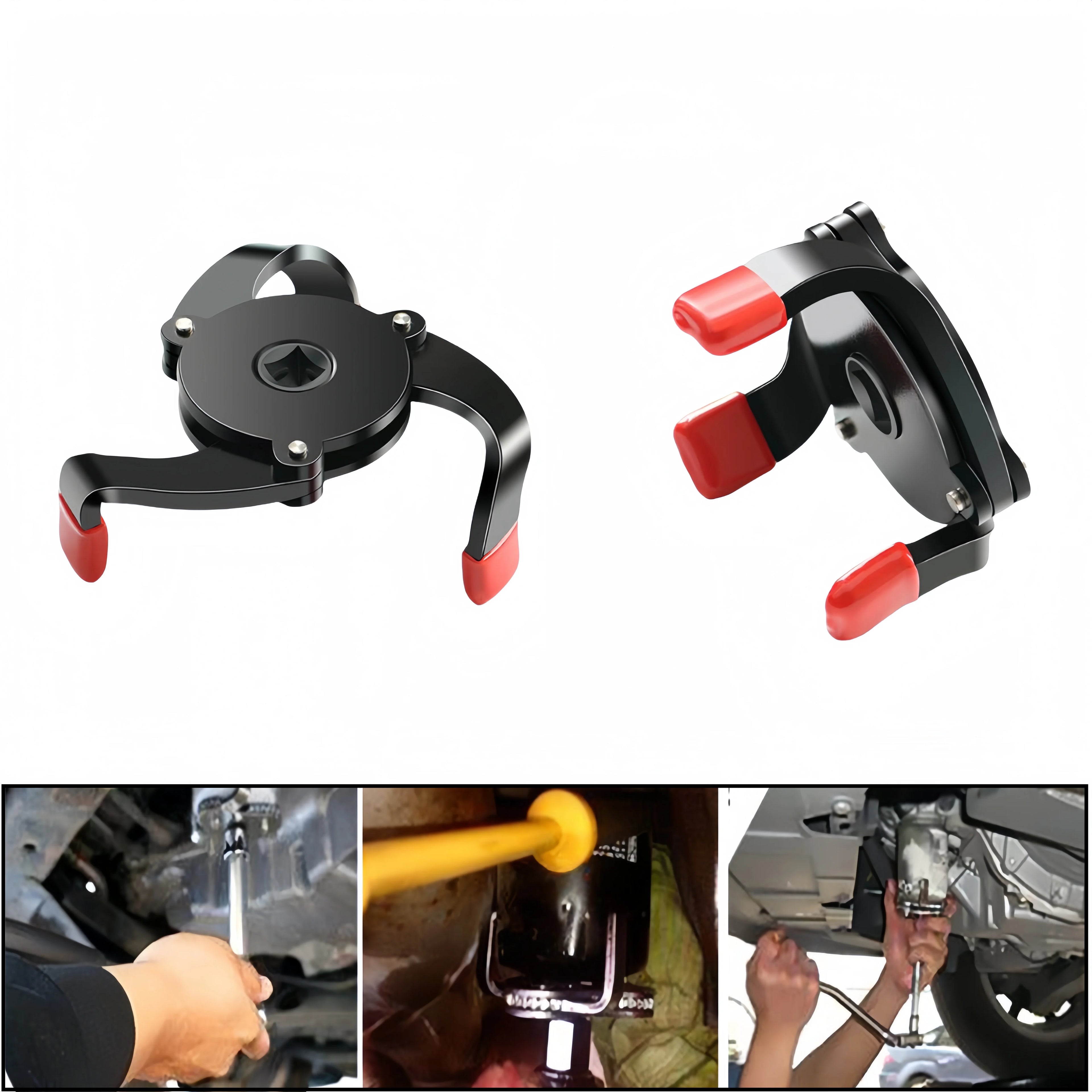 Universal 3 Jaw Oil Filter Removal Tool High Strength Steel Engine Maintenance Wrench Auto Repair Compatible Vehicle Models Car Mobile World