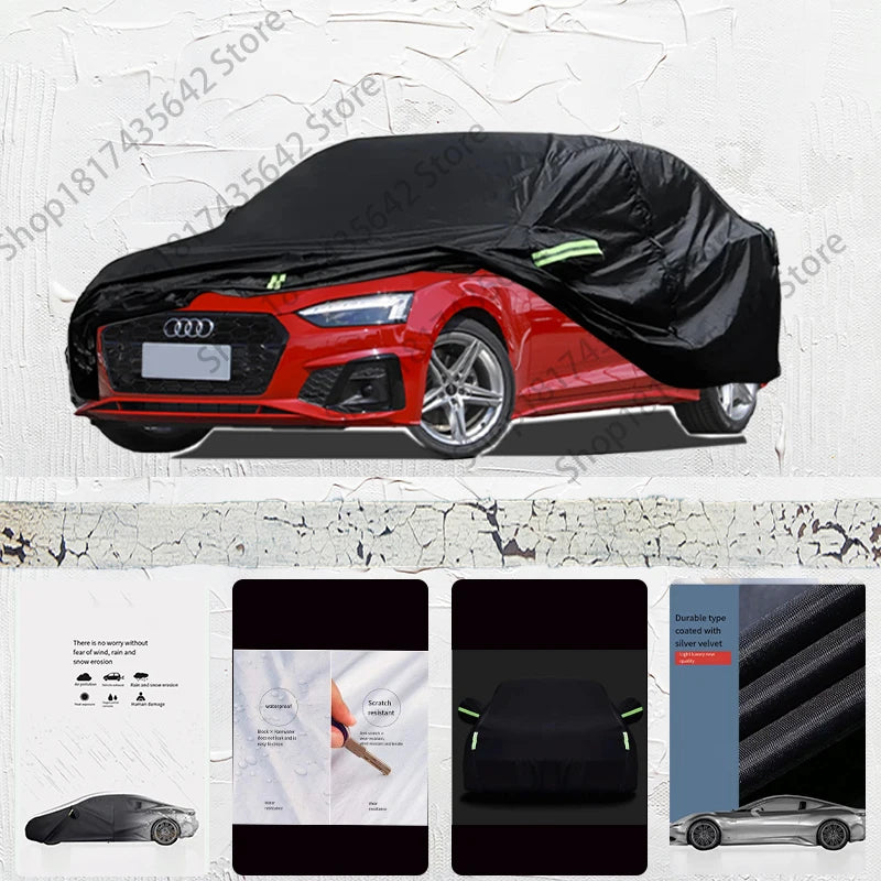 For fit Audi A5 Outdoor Protection Full Car Covers 210T Snow Cover Sunshade Waterproof Dustproof Exterior Car cover Black