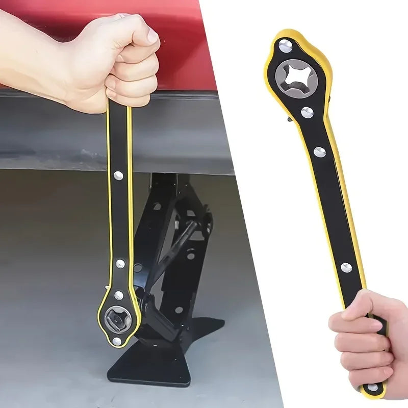 Car Wheel Hand Crank Ratchet Wrenches Garage Tire Wheel Handle Phillips Wrench Car Labor-Saving Jack Tire Repair Tool Universal CM World