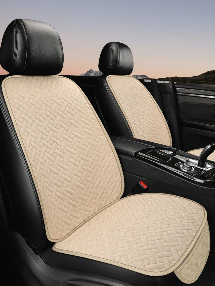 Car Seat Cushion, All Season Universal Linen Car Seat Cushion Cover, Anti Slip, Wear-Resistant, Small Three Piece Rear Seat