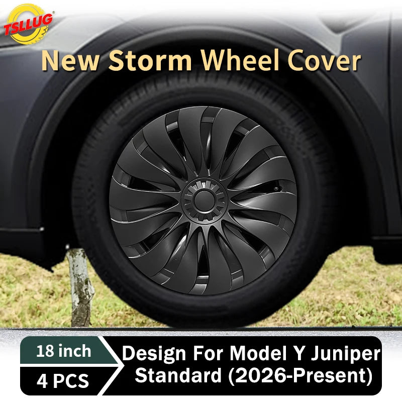 TSLLUG 4PCS 18 Inch 43th Hubcap for Tesla Model Y Juniper Standard 2026 Replacement Automobile Hubcap Full Rim Cover Accessories