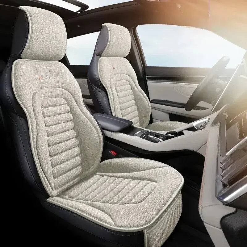 Universal Linen Car Seat Cover Four Season Auto Flax Comfortable Breathable Anti-Slip Covers Cushion SUV Car Seat Protection Car Mobile World