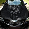 Clock & Winged Reaper Car Vinyl Wrap, PVC Waterproof Car Hood Sticker, Self-Adhesive Scratch-Resistant Stickers for Engine Cover