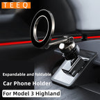 Adjustable Magnetic Car Phone Holder Mount for Tesla Model 3 Highland ModelY 2019-2024 Metal Car Phone Support Frame Accessories CM World
