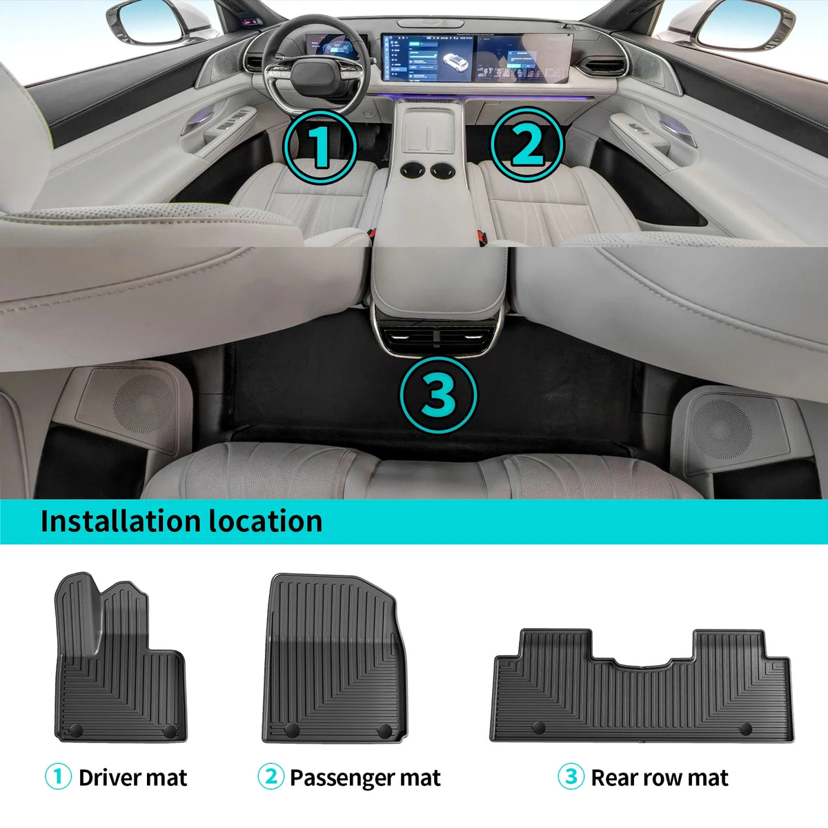 Left Drive for Xpeng G9 2023 2024 2025 2026 Car Floor Mats Cargo Liner Trunk Pad TPE 3D Foot Mat Waterproof BLACK