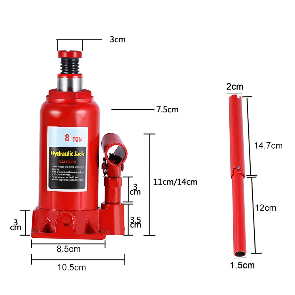 Bottle Jack Hydraulic Jack 8T Portable Hydraulic Bottle Jack Automotive Life for Car Truck  Tractors Vehicle Repair Tool CM World