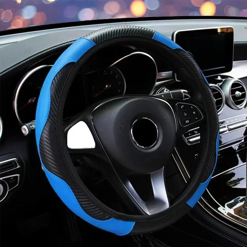 Universal Car Steering Wheel Cover For 37-38cm Steer Wheel Faux Leather Breathable Car Wheel Cover Interior Auto Accessories