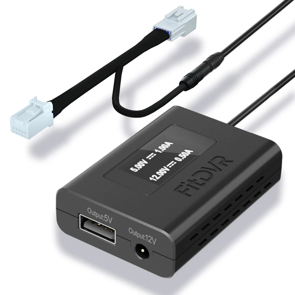 FitDVR Dash Cam Adapter (10-Pin) for Hyundai/ Kia/ Genesis, LED Display, USB Power Cable, Car DVR Camera Accessories, D3-014