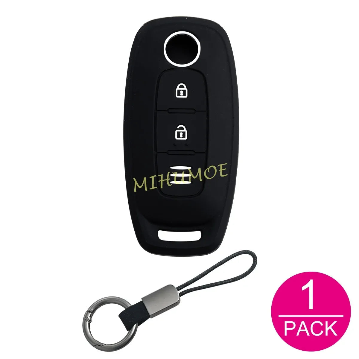 2 Buttons Silicone Car Key Case Cover Chain For Nissan X-Trail Qashqai Pathfinder Kicks Juke Ariya 2023 2024 2025 Matte Black CM World