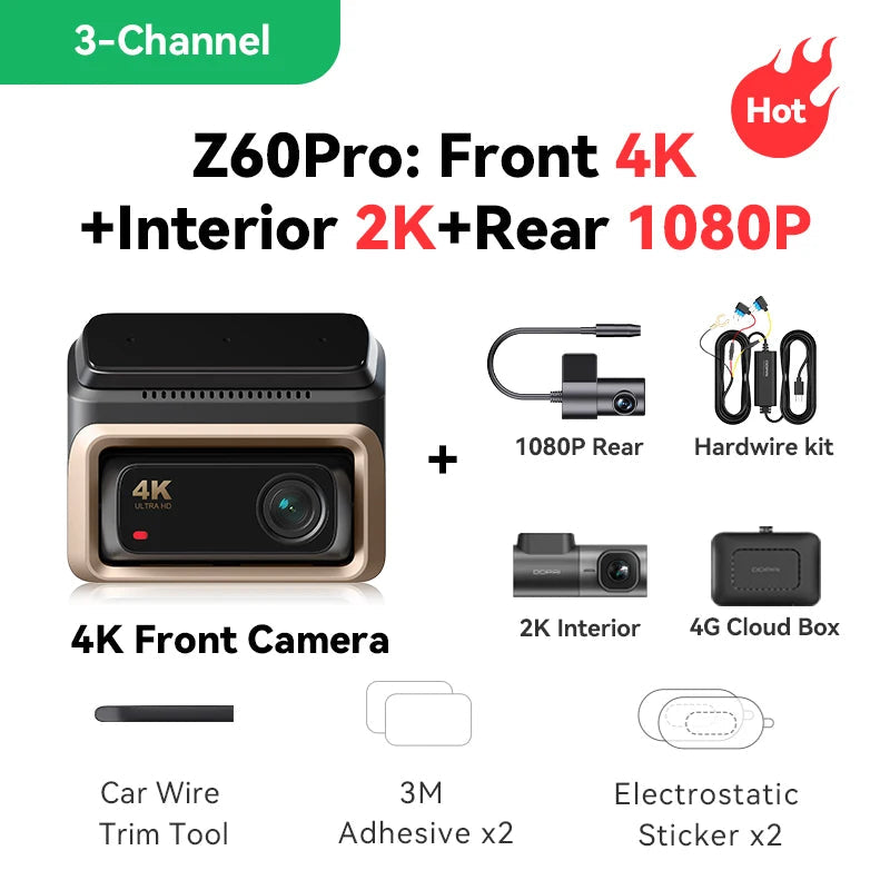 DDPAI Z60 Pro 4K Dash Cam Auto Dashcam Front GPS Car Camera for Dual SONY Sensor WiFi ADAS Night Vision DVR Video Recorder Car Mobile World