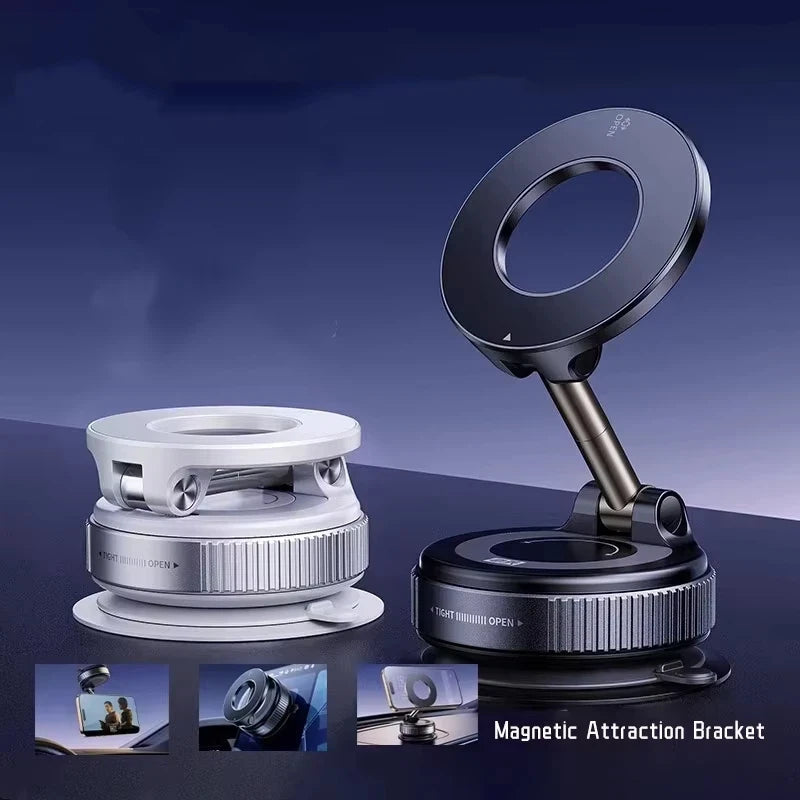 Rotating Folding Magnetic Phone Holder Vacuum Suction Mag Stand for Car Navigation Gym Kitchen - Universal GPS Streaming Bracket CM World