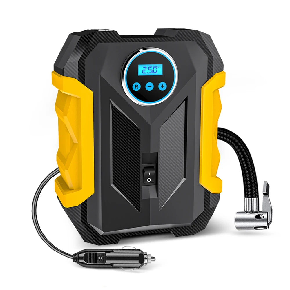 Carsun 150Psi 12V Inflator: Digital Display, Led Light, Smart Tire Pressure, 3m Cord—For Cars, Bikes, Balls CM World