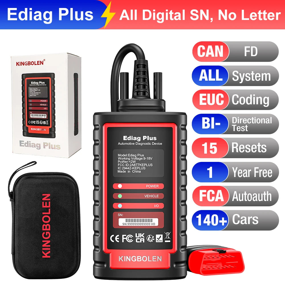 [ All Digital SN] KINGBOLEN Ediag plus CAN FD protocol All System Car diagnostic tools ECU coding Active Test OBD2 scanner Car Mobile World