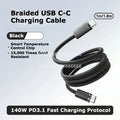 New 140W PD3.1 USB C‑C Nylon Braided Fast Charging Cord Compatible With Anker Black 15000 Bend Lifespan
