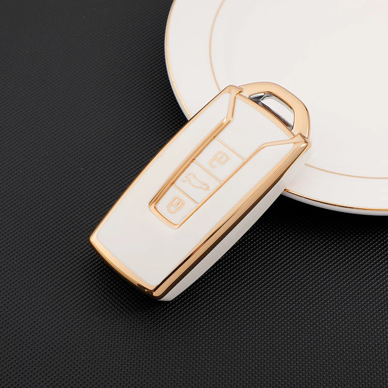 3 Buttons TPU Car Key Case Cover for Vw Volkswagen Touareg 2019 2020 2021 2022 2023 Auto Shell Fob Ring Keychain Protector
