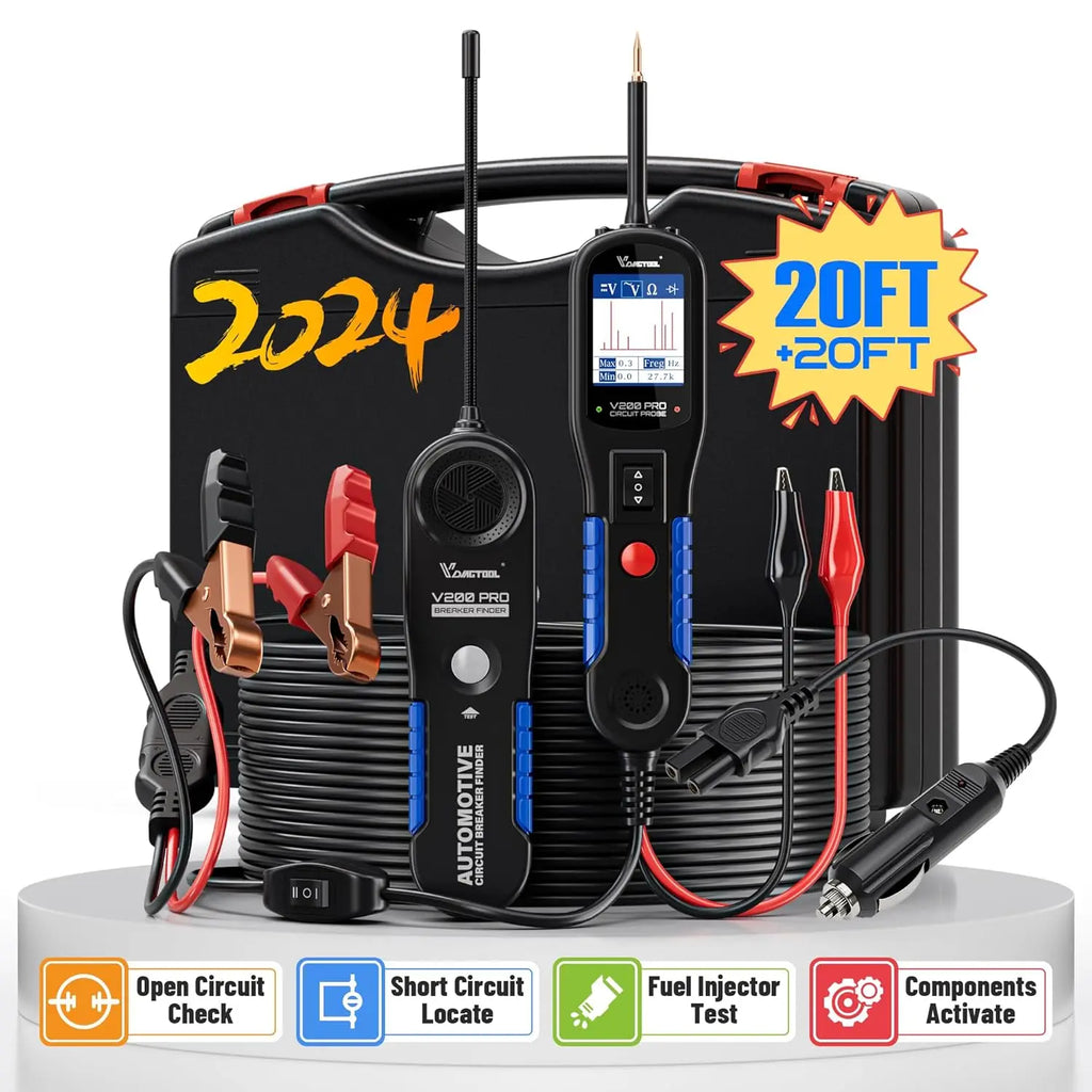VDIAGTOOL V200PRO Automotive Power Circuit Probe 12/24V Electrical Short Open Breaker Finder Car Electrical Diagnostic 40FT Cabl