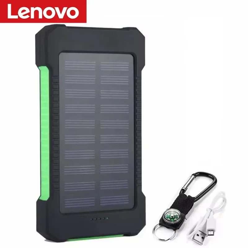 Lenovo 500000mAh Solar Power Bank Super Fast Charging Large Capacity Outdoor Portable External Battery for iPhone Samsung Huawei Car Mobile World