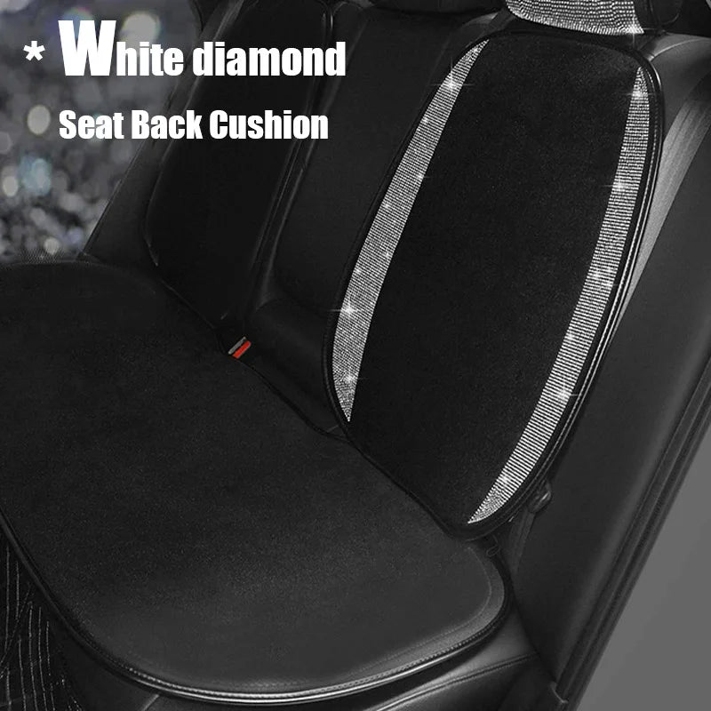 Universal Crystal Rhinestone White Diamond Car Interior Seat Covers Cushion Decoration For Women Ladies Gifts Auto Accessories CM World