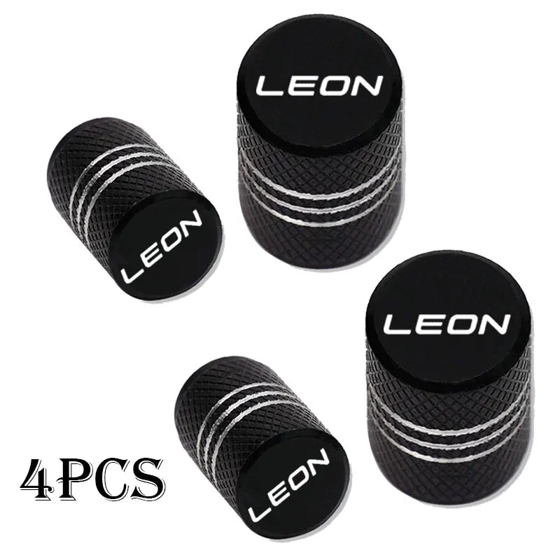 4pcs Auto CNC Badges For Seat Leon Car Wheel Tire Valve Caps Tyre Stem Covers Airdust Waterproof Accessorie CM World