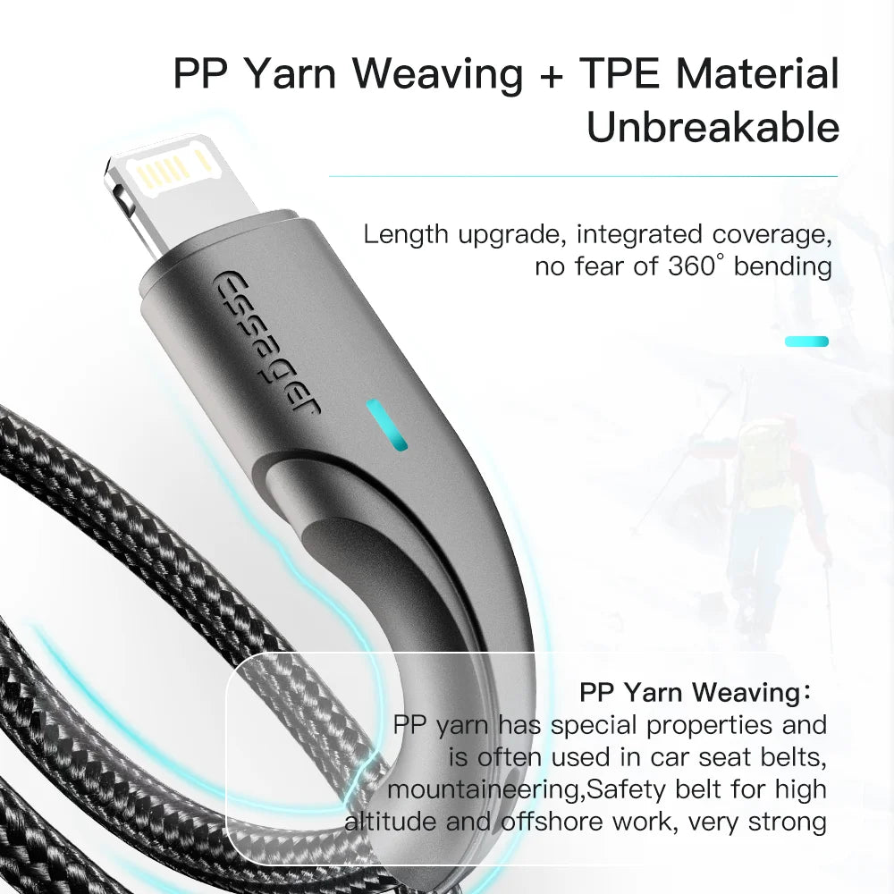 Essager USB Cable For iPhone 11 12 13 Pro Max Mini X XR XS SE 8 7 6 Plus 6s 2.4A Fast Charging Wire Data Cord For iPhone Charger
